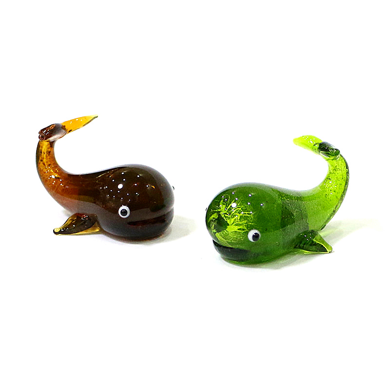 Home Decor Y2K - Murano Glass Whale Miniature Figurine Silver