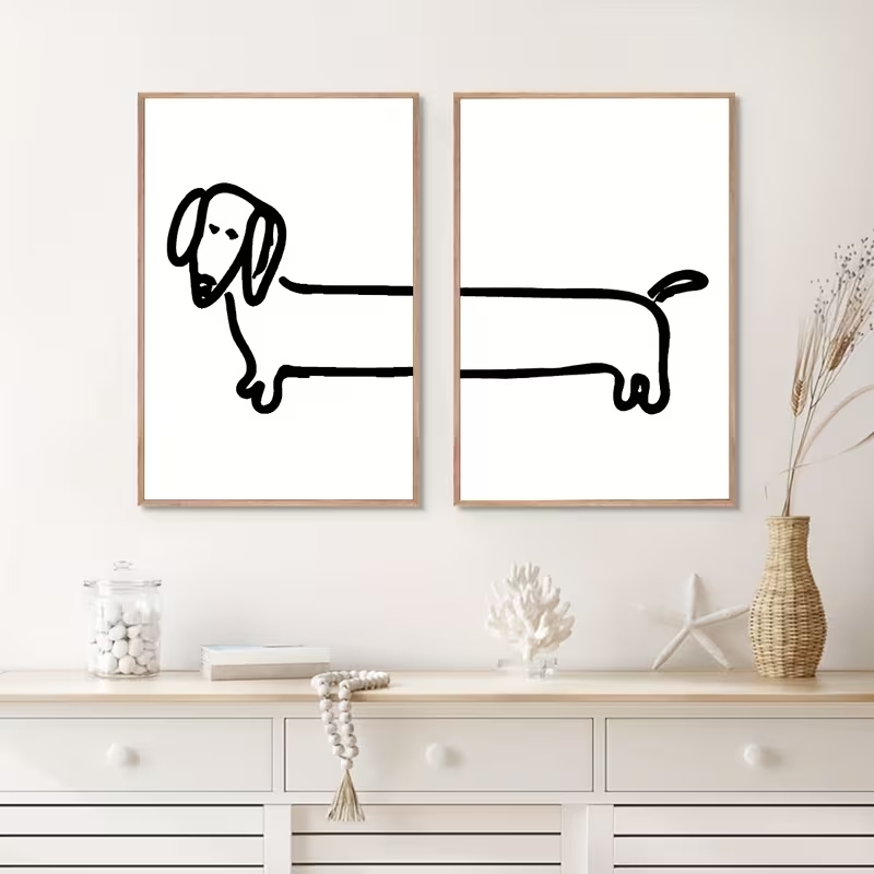 Home Decor Theme - 2PCS Modern Dachshund Funny DogWall Art