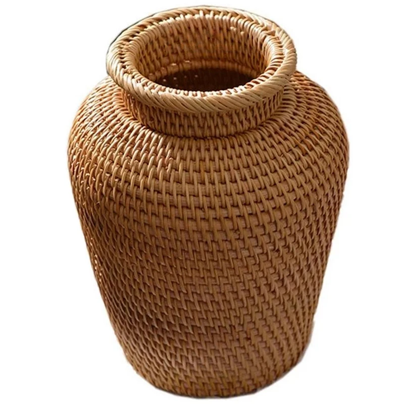 Rattan Plant Basket - Wicker Basket Rattan Hanging Flowerpot Flowerpot