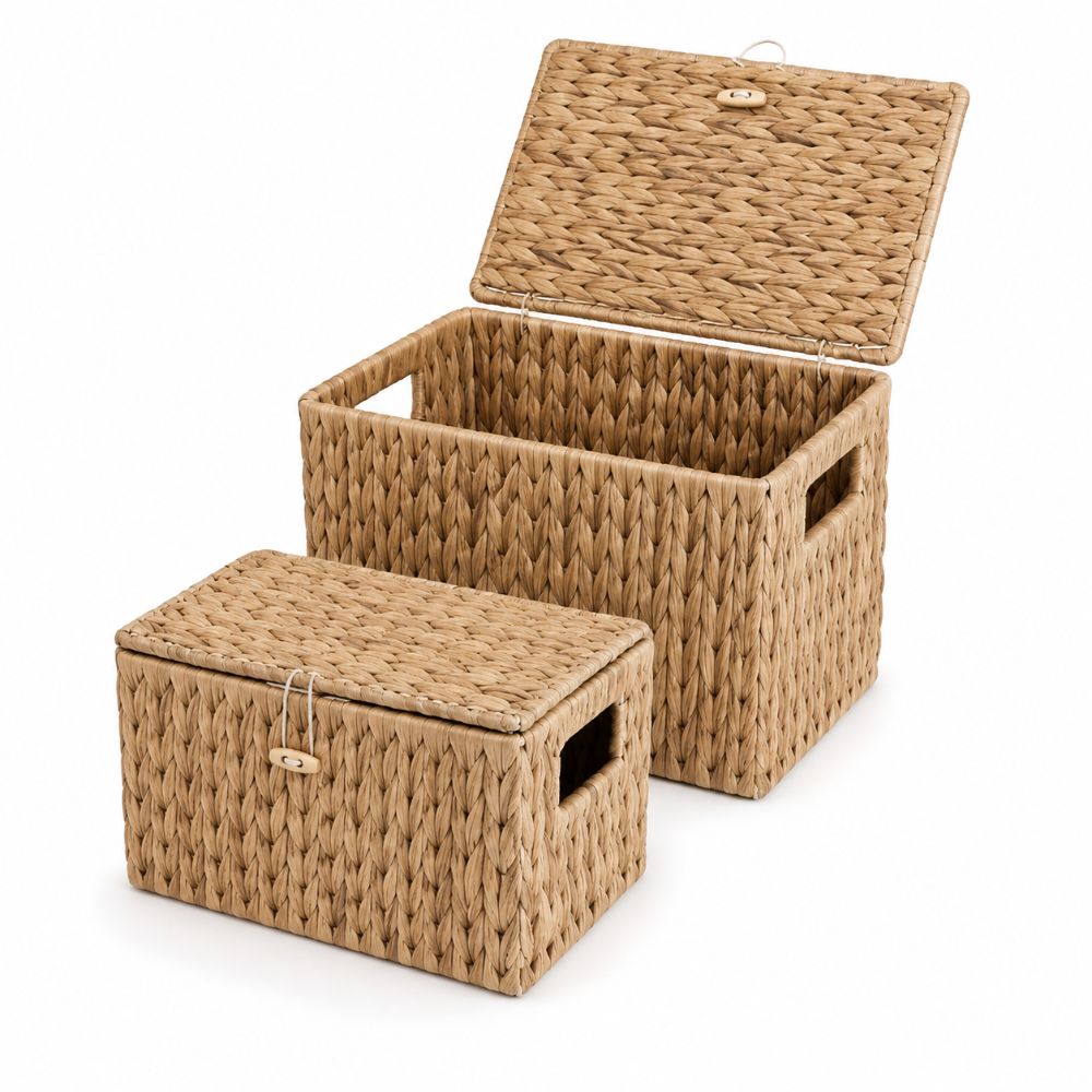 Rattan Plant Basket - Water Hyacinth Wicker Storage Basket Rectangular