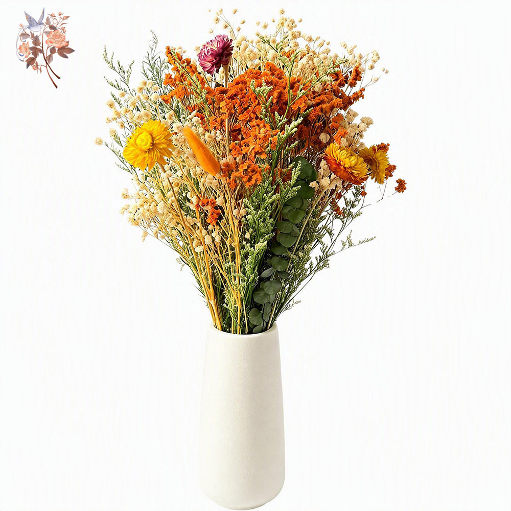 Pampas Grass Decor - Autumn Dried Flowers Bouquet Natural Orange