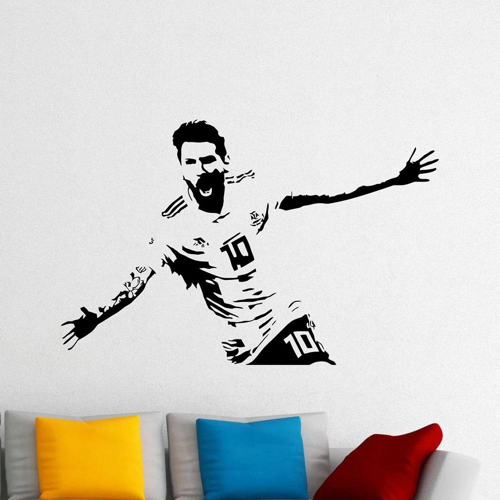 Home Decor Indonesia - Messi Wall Decal Vinyl Sticker Football