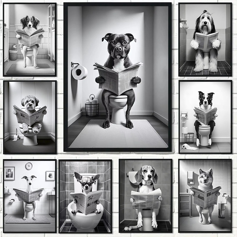 Home Decor Magazine - (1pc frameless)Funny Animal Dog Sitting On