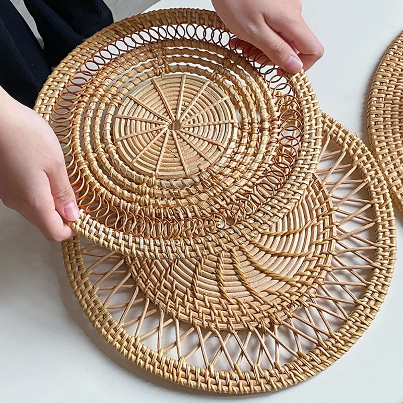 Round Wicker Tray Rattan Woven - Rattan Plant Basket ulasan dan harga