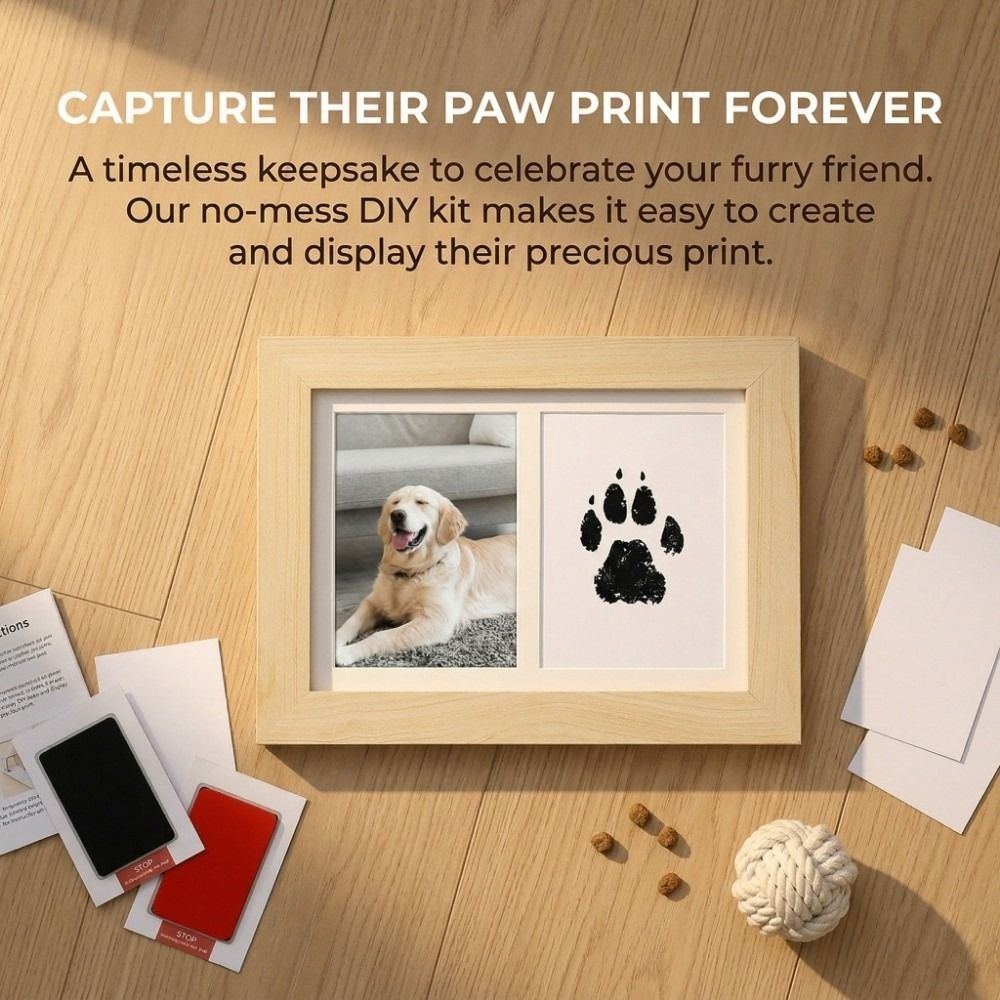Wooden Pet Paw Print Kit Inkle - Bamboo Photo Frame ulasan dan harga