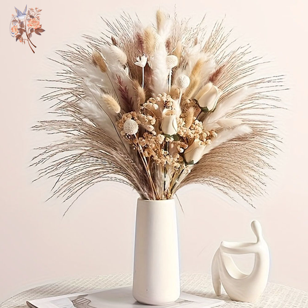 80Pcs Artificial Dried Flowers - Pampas Grass Decor ulasan dan harga
