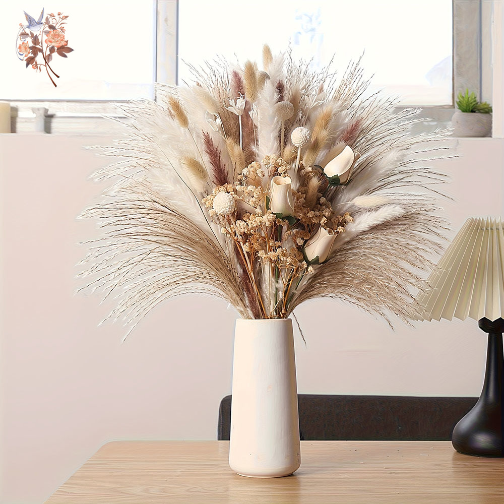 80Pcs Artificial Dried Flowers - Pampas Grass Decor ulasan dan harga