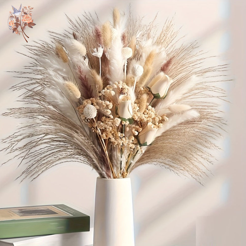 80Pcs Artificial Dried Flowers - Pampas Grass Decor ulasan dan harga