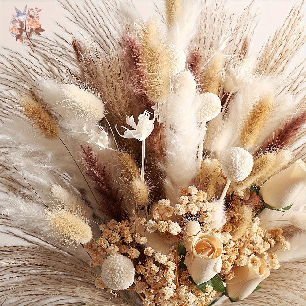 80Pcs Artificial Dried Flowers - Pampas Grass Decor ulasan dan harga