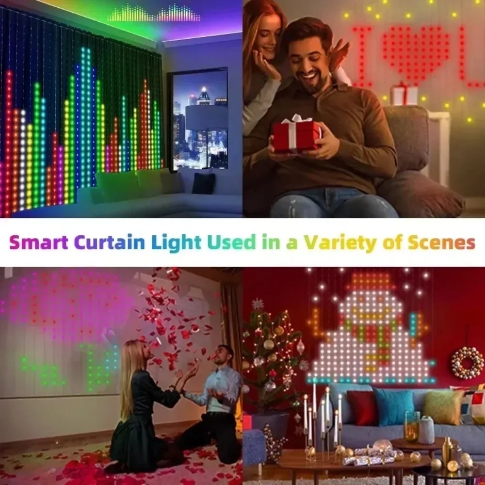 LED Pixel Curtain Lights Bluet - Home Decor Free App ulasan dan harga