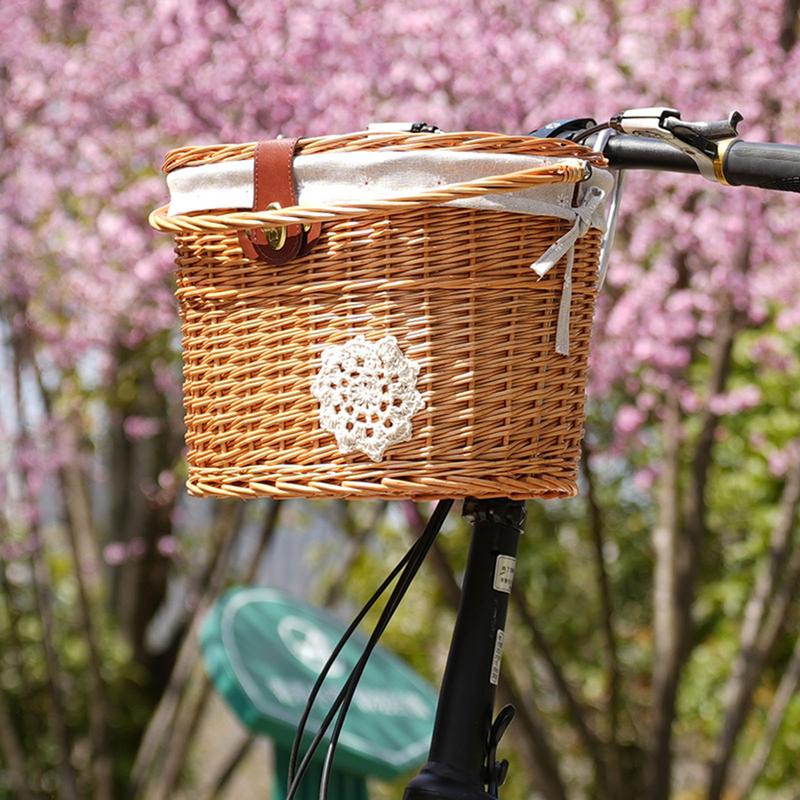 Wicker Bicycle Basket Handleba - Rattan Plant Basket ulasan dan harga