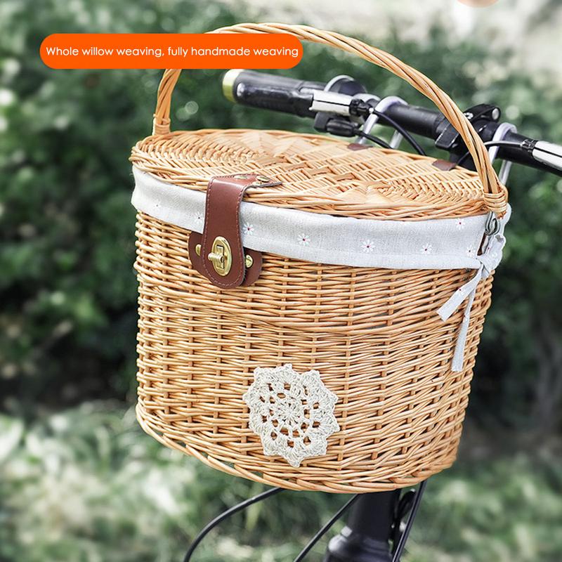 Wicker Bicycle Basket Handleba - Rattan Plant Basket ulasan dan harga