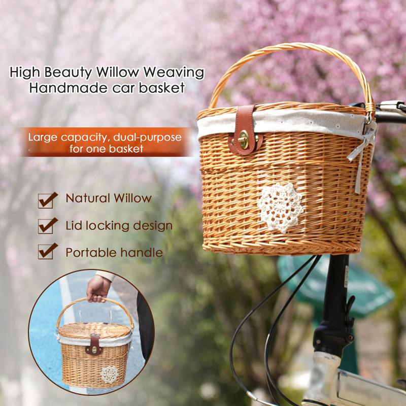 Wicker Bicycle Basket Handleba - Rattan Plant Basket ulasan dan harga