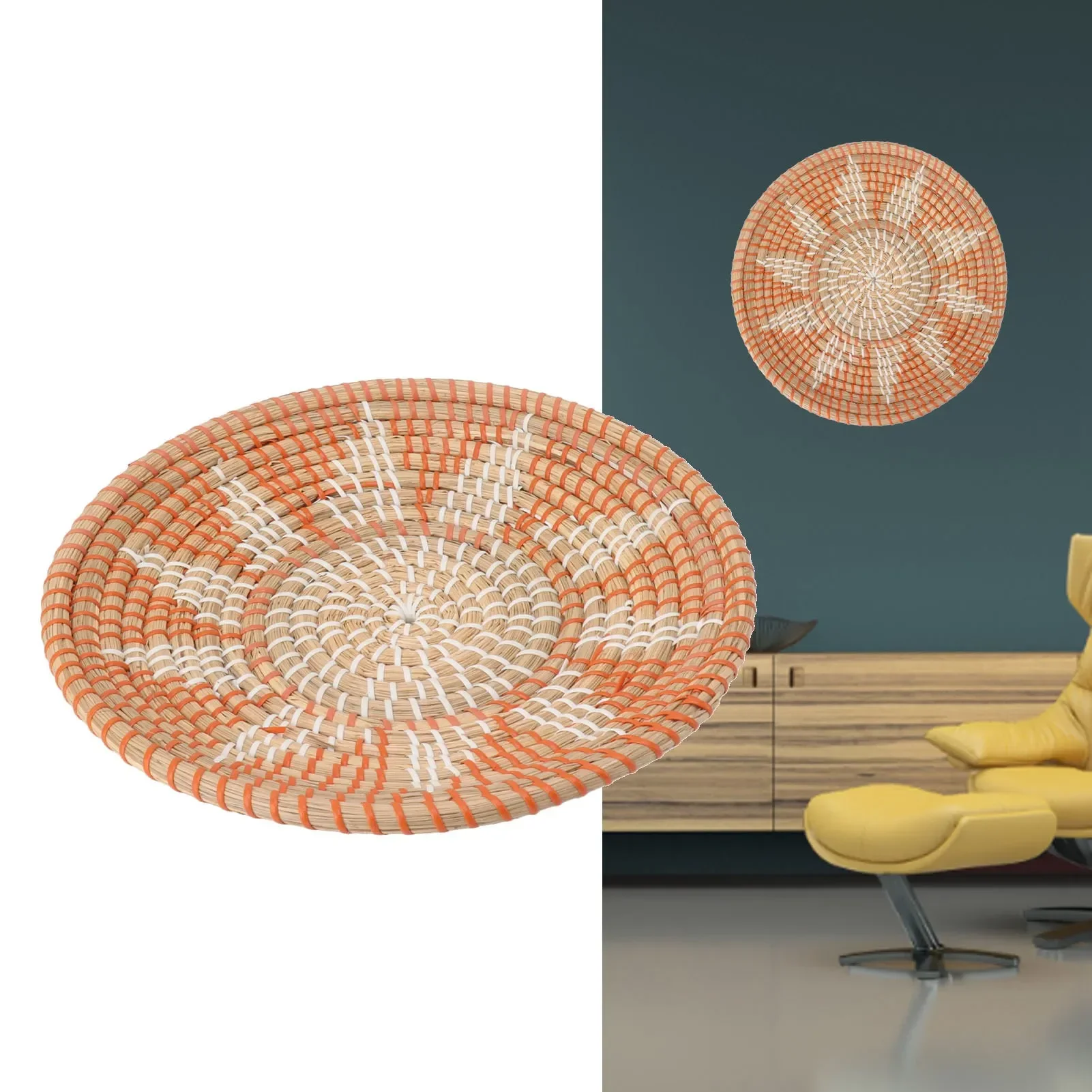 Round Grass Wall Ornaments 35c - Rattan Plant Basket ulasan dan harga