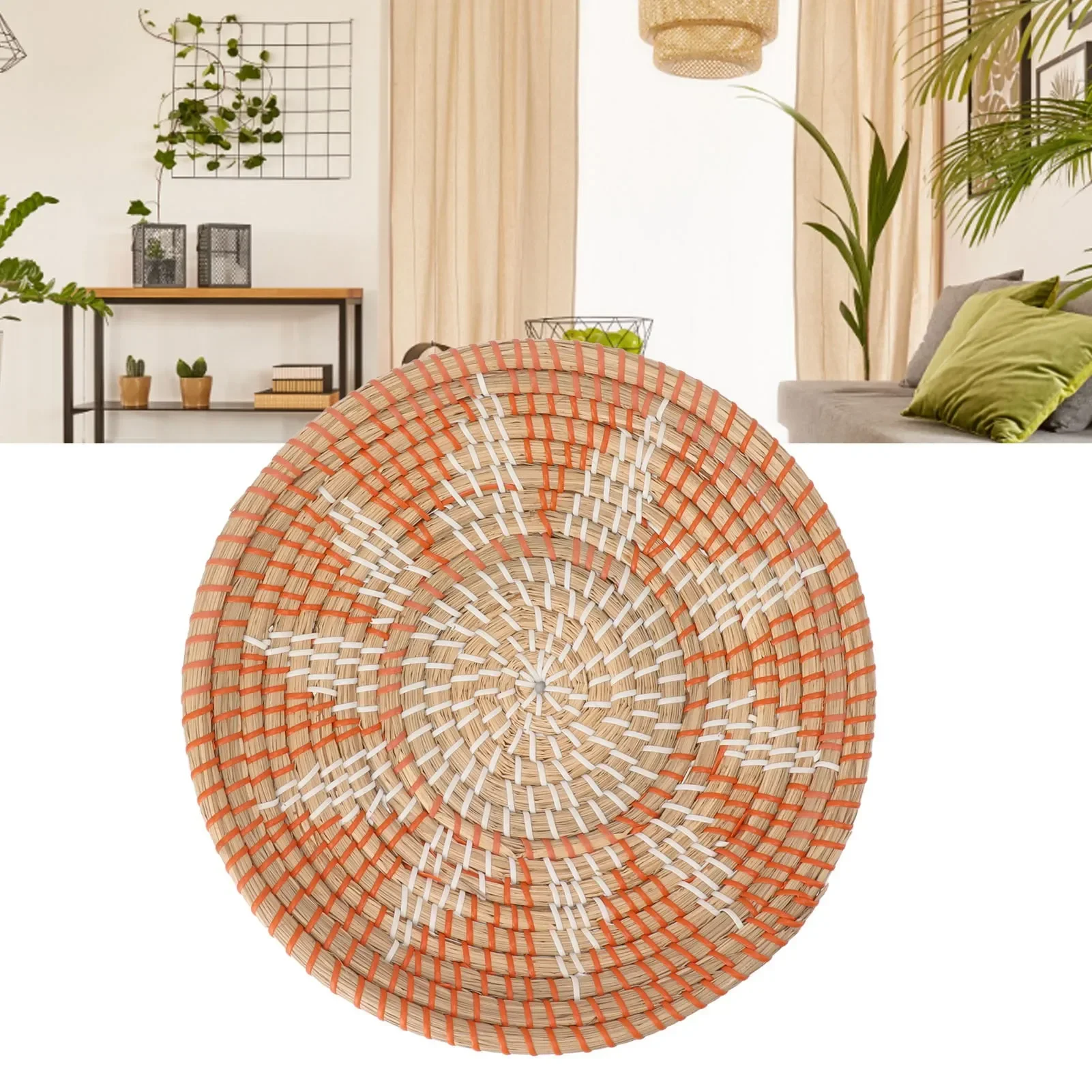 Round Grass Wall Ornaments 35c - Rattan Plant Basket ulasan dan harga