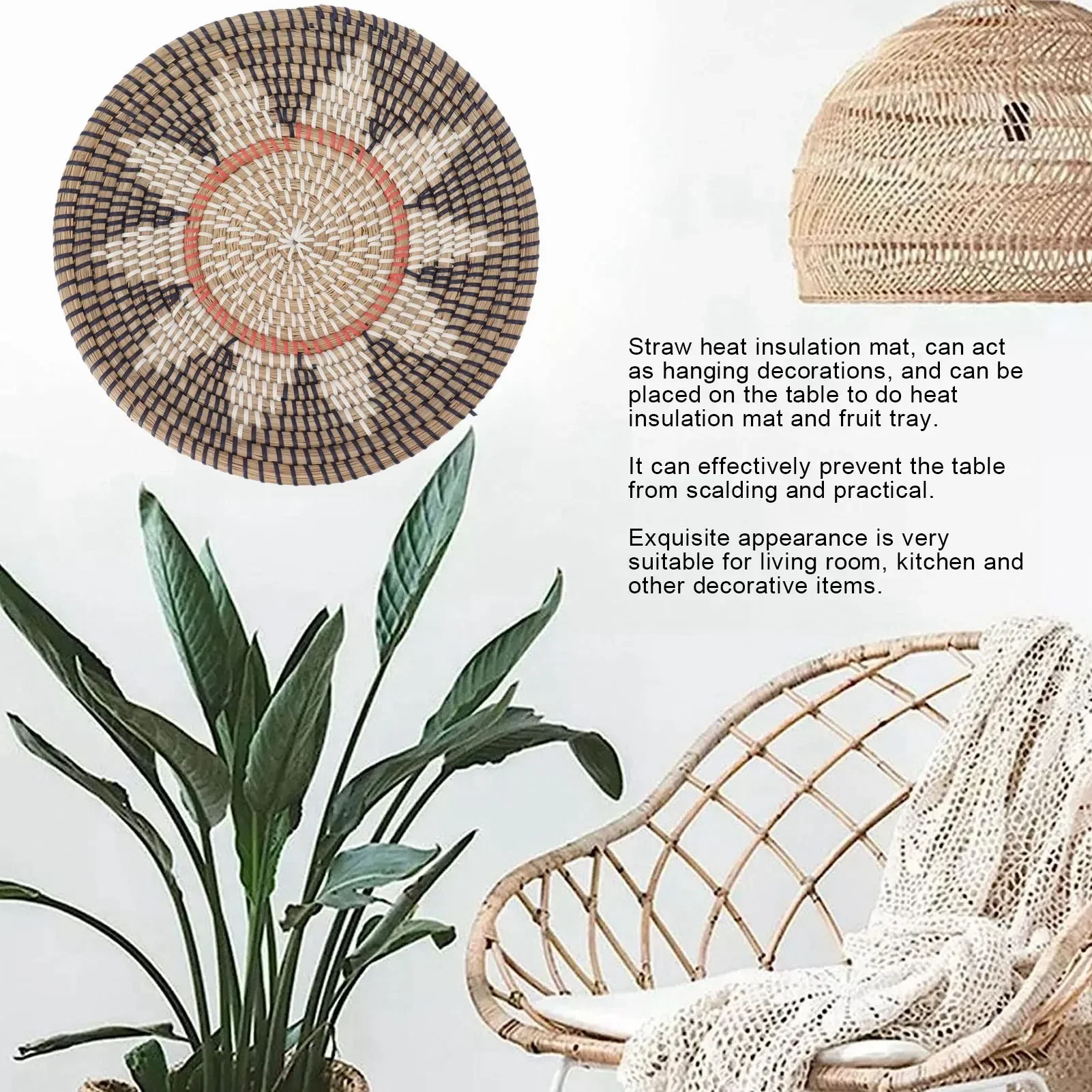 Round Grass Wall Ornaments 35c - Rattan Plant Basket ulasan dan harga
