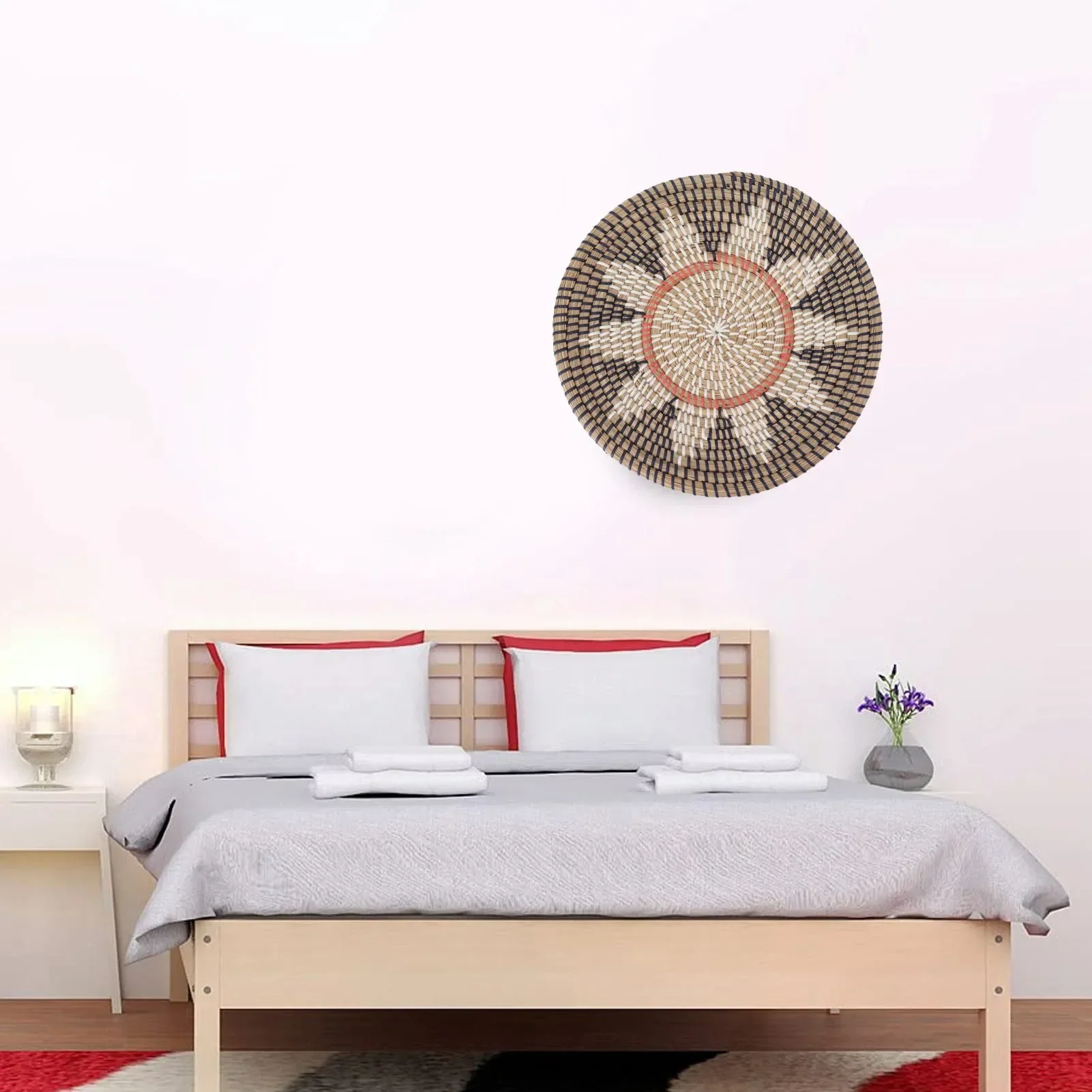 Round Grass Wall Ornaments 35c - Rattan Plant Basket ulasan dan harga