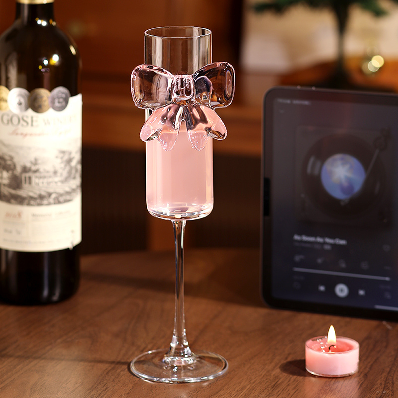 Bow Champagne Flutes Glass Wed - Home Decor Y2K ulasan dan harga
