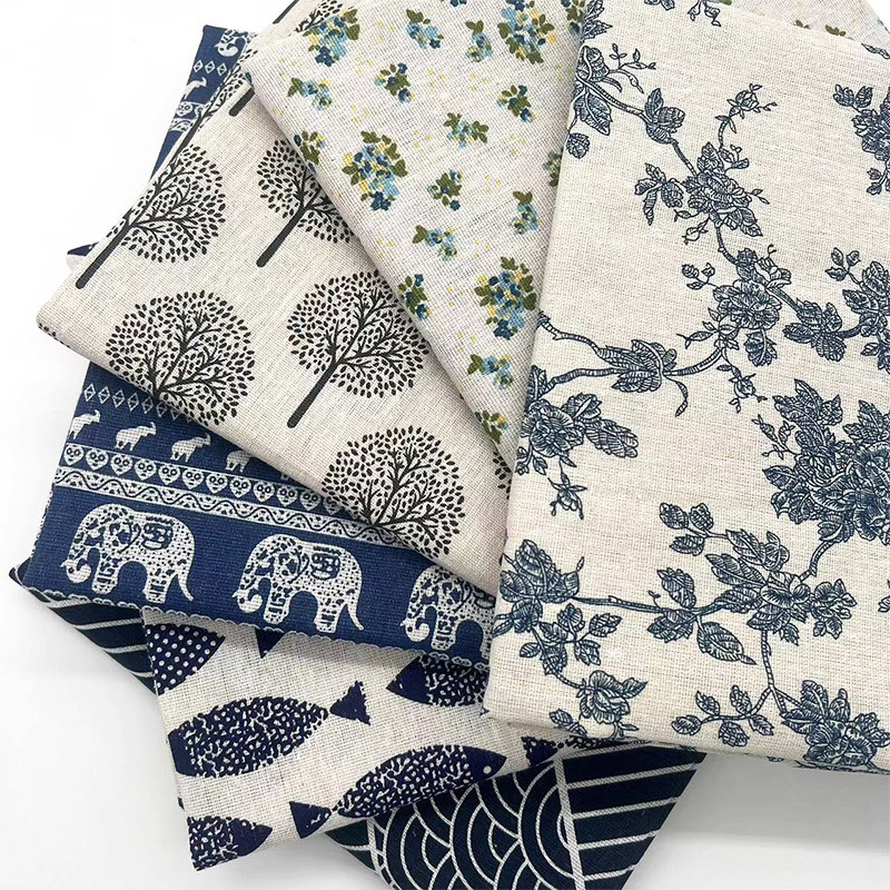 Vintage Blue Floral Cotton Lin - Linen Table Runner ulasan dan harga