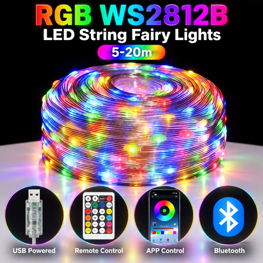 5-20m WS2812B RGB LED Fairy St - Home Decor Free App ulasan dan harga