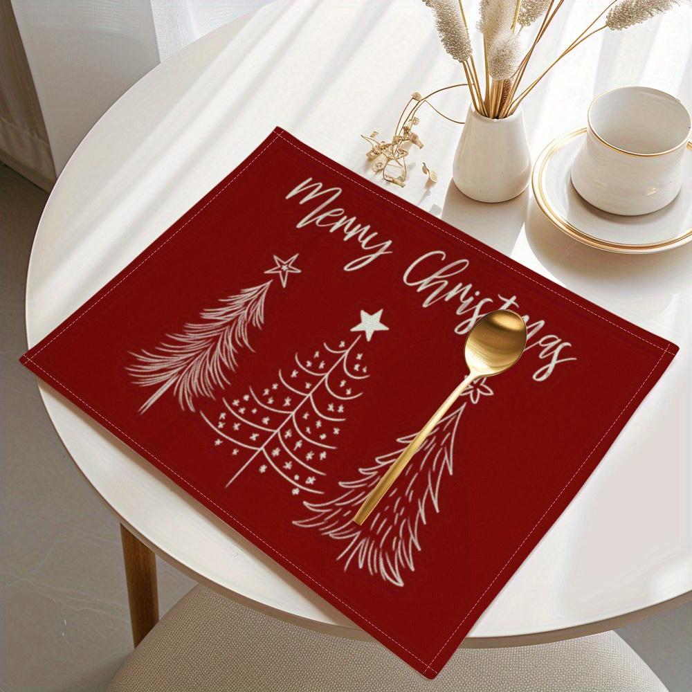 Minimalist Red Background Whit - Linen Table Runner ulasan dan harga