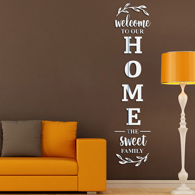 English Letters 3D Mirror Wall - Home Decor Y2K ulasan dan harga