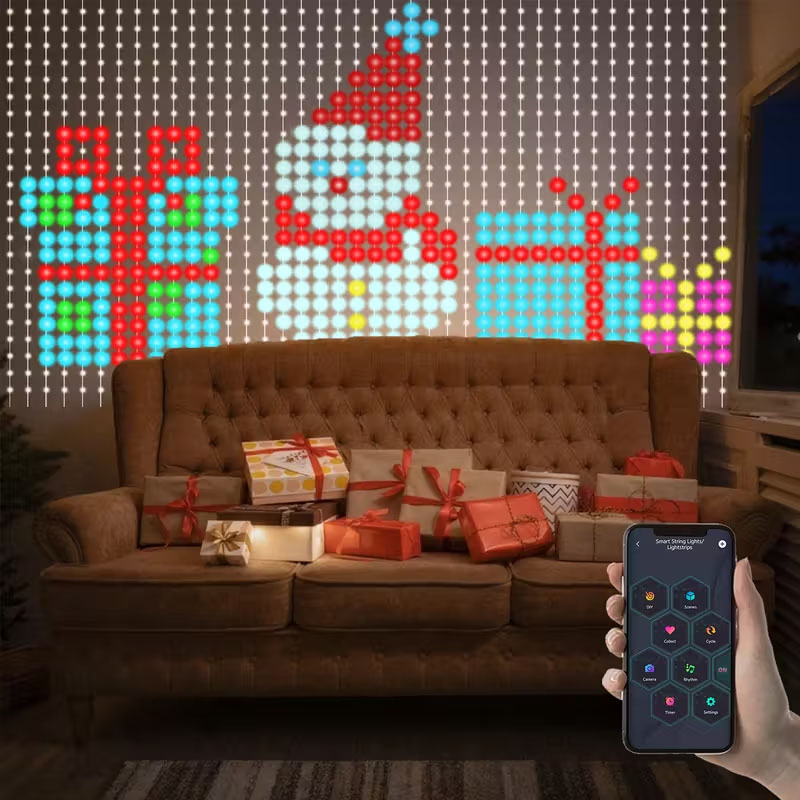 1/2PCS 400LEDs Smart Curtain L - Home Decor Free App ulasan dan harga