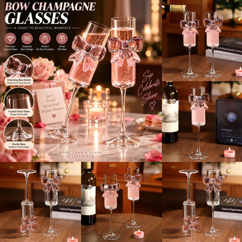 Wedding Bow Y2K Wine Glasses C - Home Decor Y2K ulasan dan harga