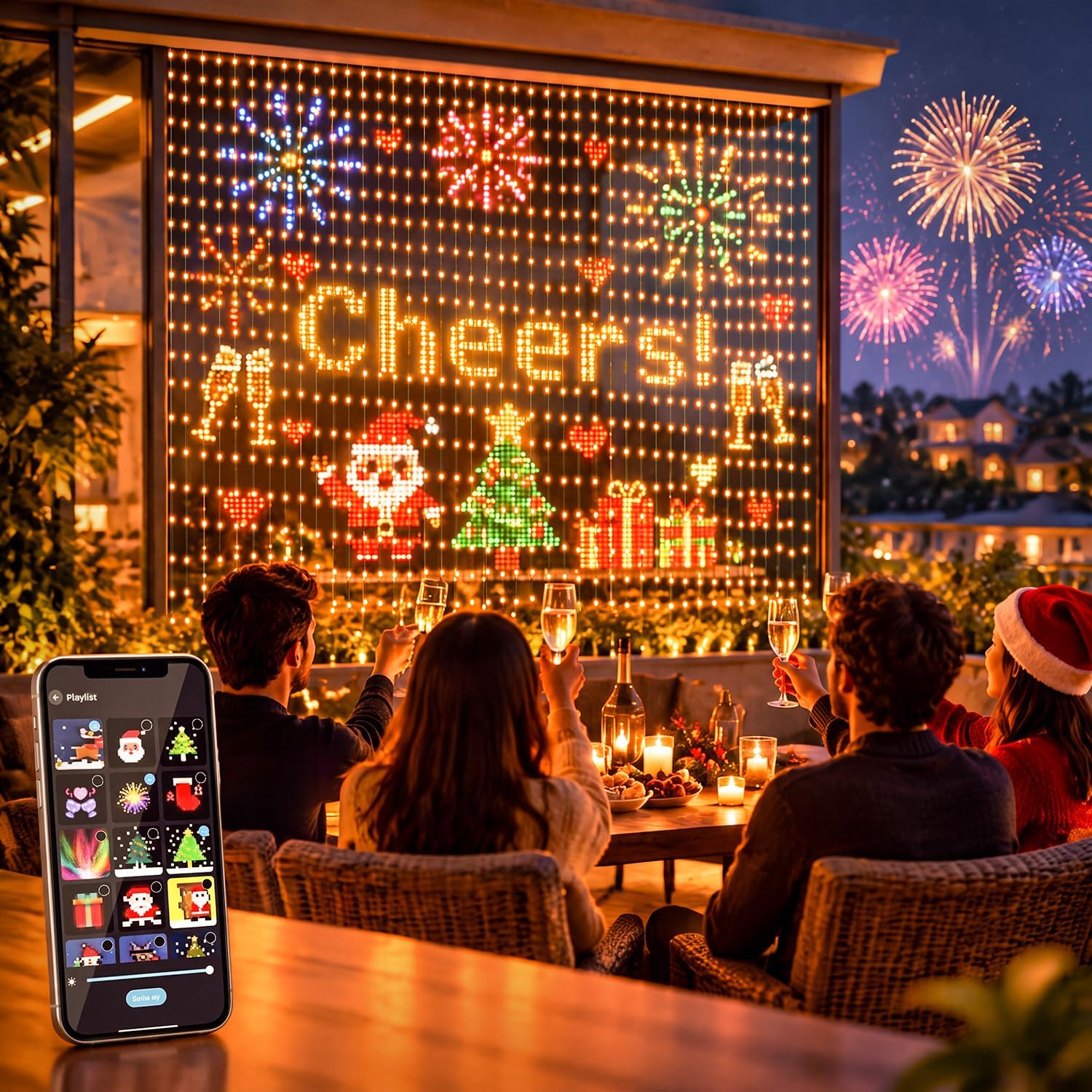RGB Christmas Curtain Lights,  - Home Decor Free App ulasan dan harga