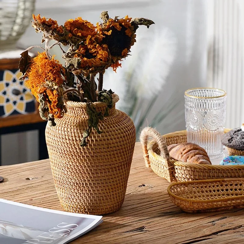 Wicker Basket Rattan Hanging F - Rattan Plant Basket ulasan dan harga