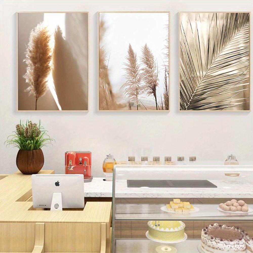 2D Flat 3pcs Unframed Set Prem - Pampas Grass Decor ulasan dan harga