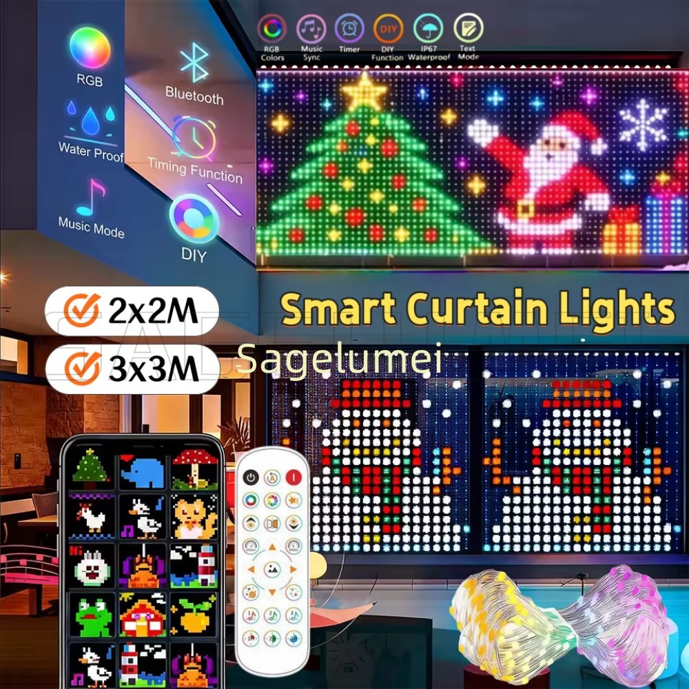 1.6M-3M Smart LED Curtain Ligh - Home Decor Free App ulasan dan harga