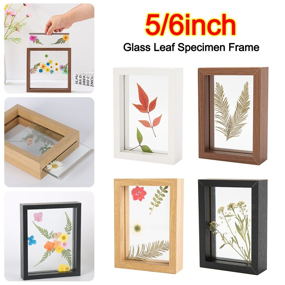 Wooden Glass Leaf Specimen Fra - Bamboo Photo Frame ulasan dan harga