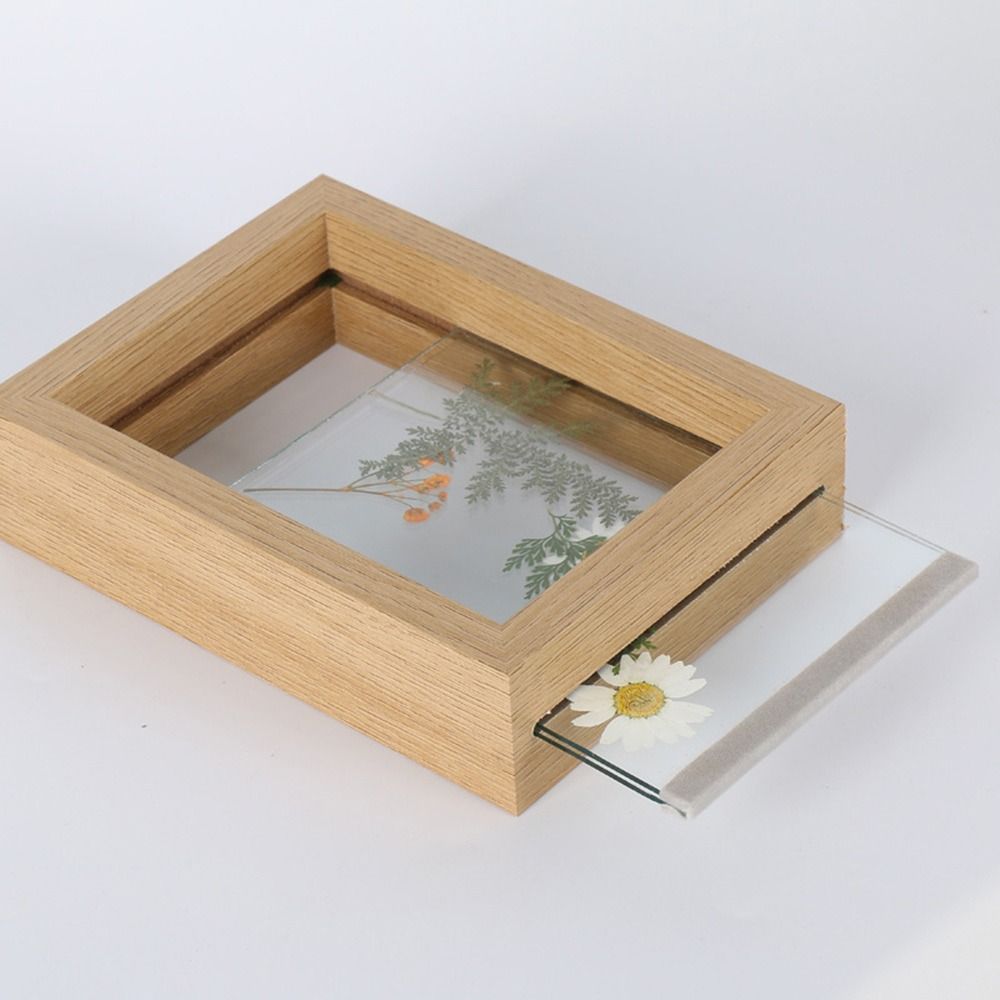 Wooden Glass Leaf Specimen Fra - Bamboo Photo Frame ulasan dan harga