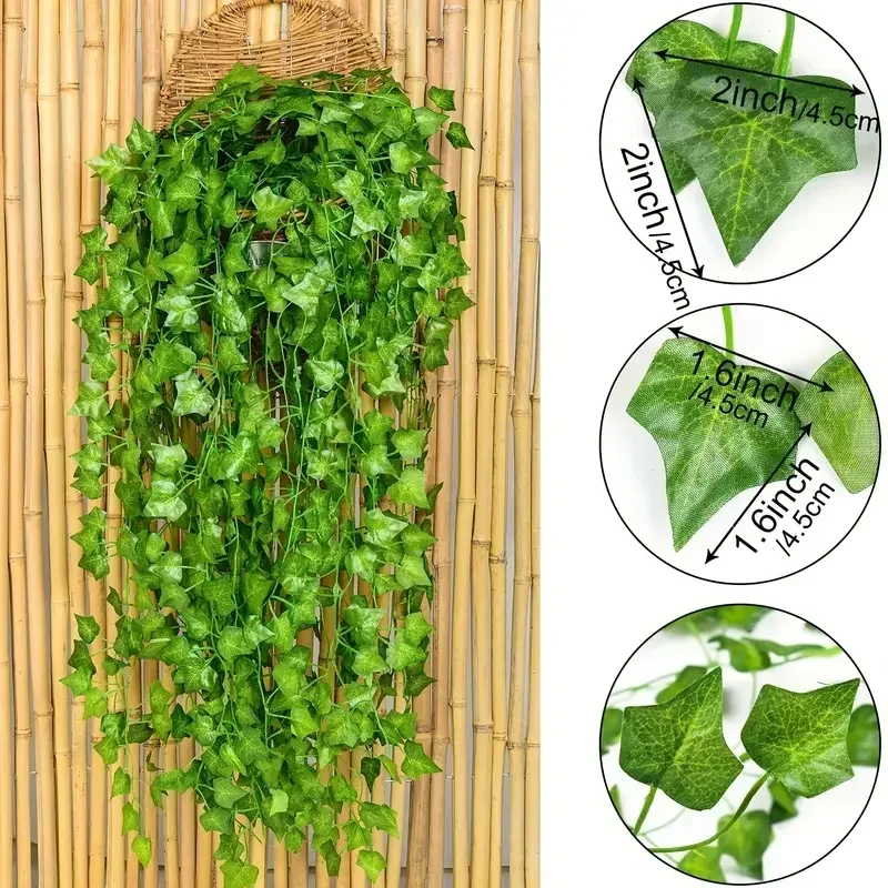 Artificial Green Ivy Leaf Ratt - Rattan Plant Basket ulasan dan harga